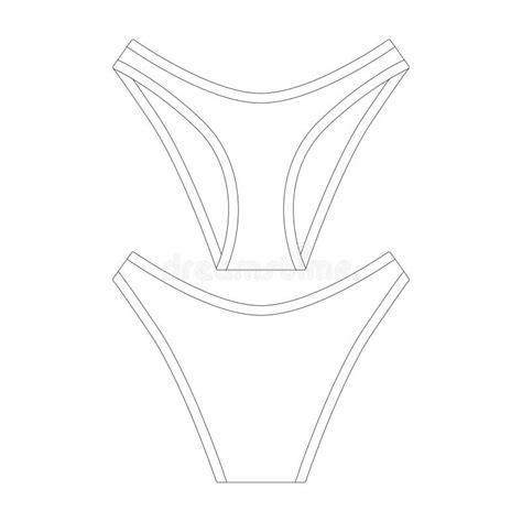 Template High Cut Bikini Underwear Vector Flat Design Outline Clothing Collection Stock Vector