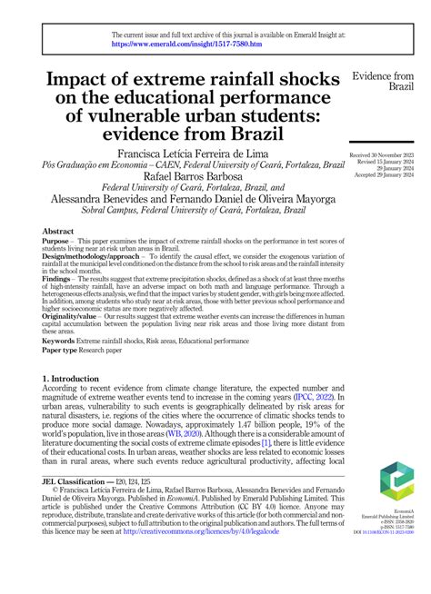 PDF Impact Of Extreme Rainfall Shocks On The Educational Performance