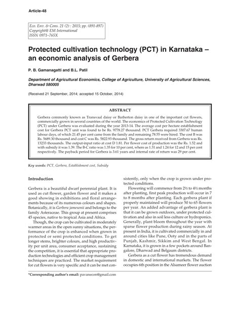 Pdf Protected Cultivation Technology Pct In Karnataka An Economic