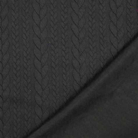 Jacquard Jersey Zopfstrick schwarz Stoffe Hemmers Zöpfe