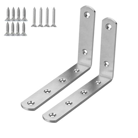 Uxcell 2 Piece 150 X 100mm Stainless Steel L Shaped Angle Brackets With