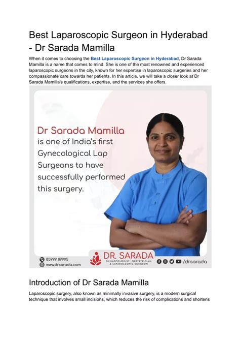 PPT Best Laparoscopic Surgeon In Hyderabad Dr Sarada Mamilla