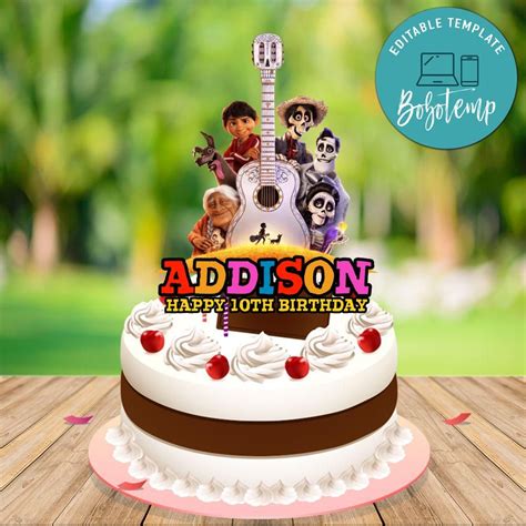 Disney Coco Birthday Cake Topper Template Printable DIY | Bobotemp