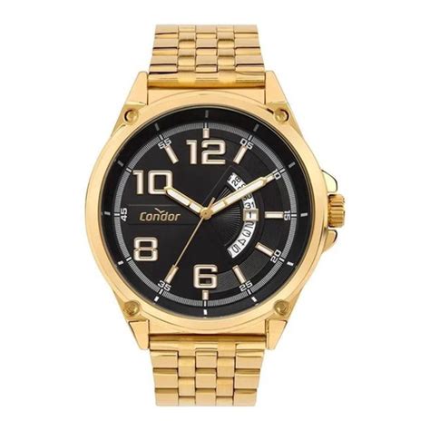 Relogio Condor Masculino Dourado Fundo Preto Relogio Submarino