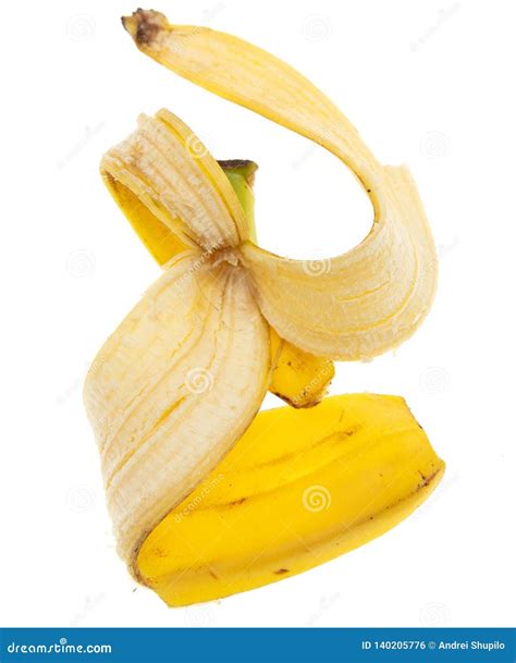 Casca Amarela Da Banana Isolada No Fundo Branco Foto De Stock Imagem