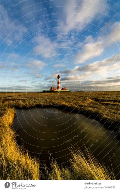 Leuchtturm Westerhever An Der Nordsee Im Watt Im Winter Ein