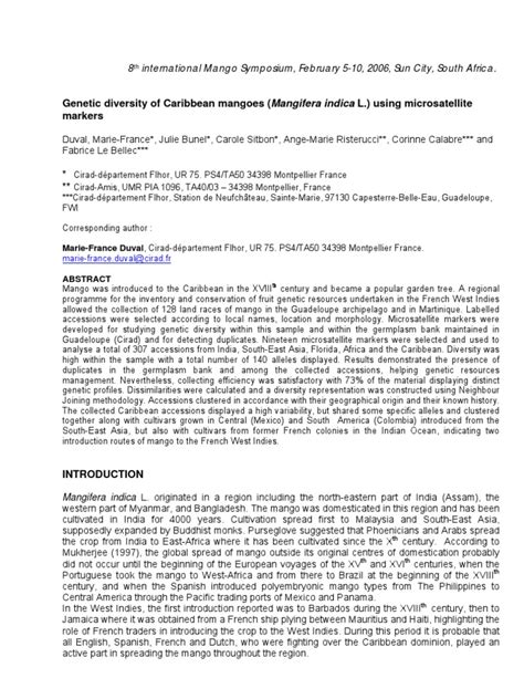 Genetic Diversity Of An Mangoes Download Free Pdf Microsatellite Polymerase Chain Reaction