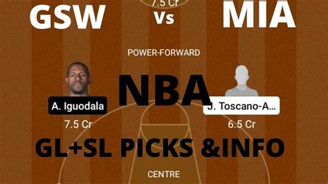 GSW Vs MIA MIA Vs GSW Dream11 Team Prediction Team News NBA