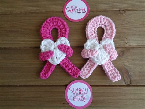 Breast Cancer Awareness Pink Ribbon Magnets Hand Crocheted Cancer