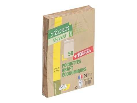 GPV Green 50 Pochettes Enveloppes 10 Gratuites C5 162 X 229 Mm 90