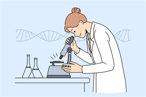 Chemistry Science And Research Concept Smiling Woman Chemist In White Uniform Standing Looking