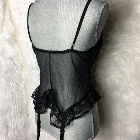 Sexy Black Vintage Lace Lingerie See Through Gem