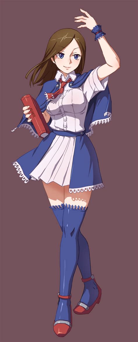 Safebooru 1girl Aloner Arm Up Ascot Blue Capelet Blue Eyes Blue Legwear Blue Thighhighs Blush