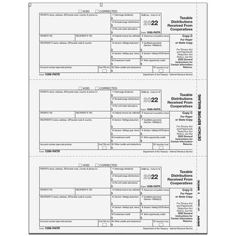 1099 Patr Taxable Distributions Received From Cooperatives Payer Or State Copy C 3up