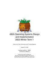 Advanced Operating Systems Design Implementation Overview Course Hero