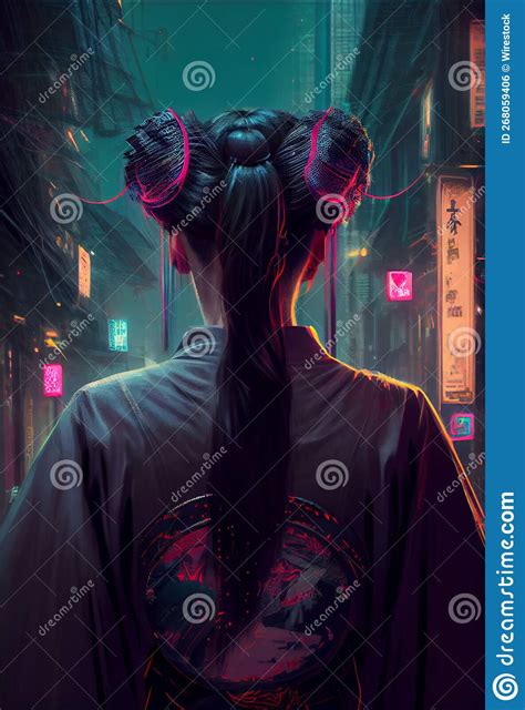 Ai Generated Illustration Of A Beautiful Geisha Anime Girl With Fusion Of Tradition And Nice