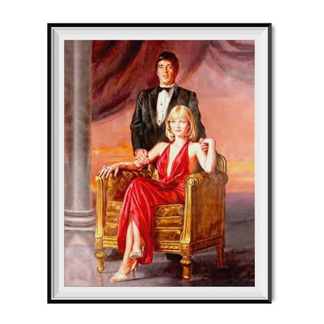 Tony Montana And Elvira Portrait Painting Poster Etsy Scarface