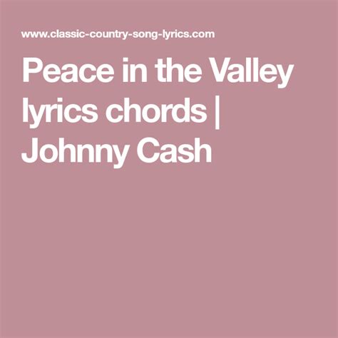 Peace in the Valley lyrics chords | Johnny Cash | Lyrics and chords ...