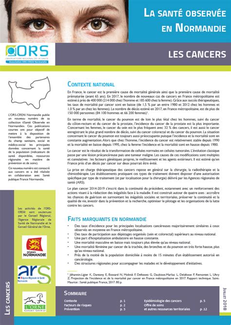 La santé observée en Normandie Les cancers Association ORS CREAI