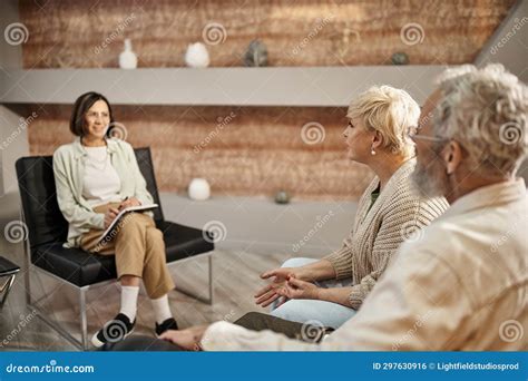 Focus On Blonde Middle Aged Woman Stock Photo Image Of Guidance
