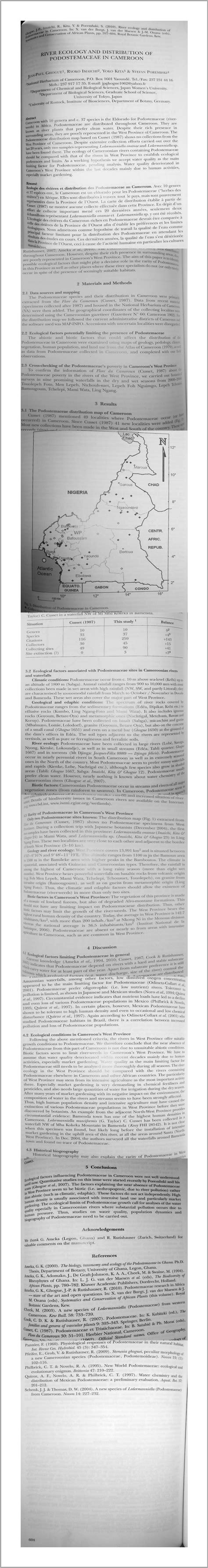River Ecology And Distribution Of Podostemaceae In Cameroon – Green