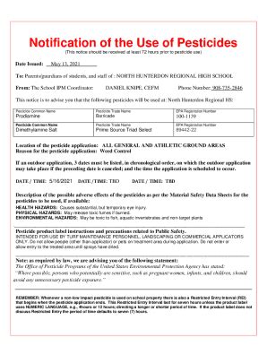 Fillable Online Pesticide Use Notification Request Fax Email Print