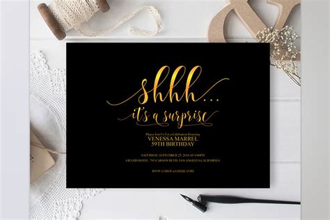 Gold Shhh Surprise Party Graphic By Whitepaper21 · Creative Fabrica