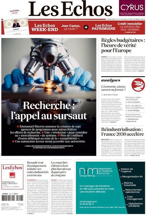 Les Chos Today S Cover Front Pages