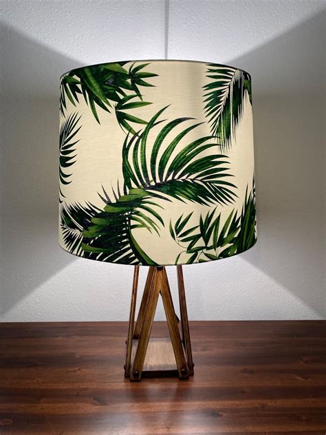 Tropical Green And Cream Palm Leaves Handmade Lampshade Gold Etsy