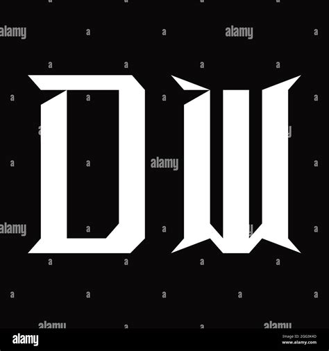 DW Logo Monogram With Slice Shape Blackground Design Template Stock