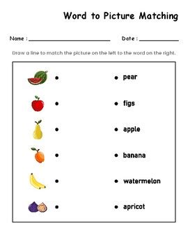 Matching Words to Pictures by THEHAPPYFAMILY | TPT