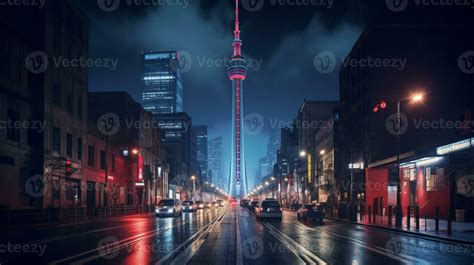 Night view of Torre Latinoamericana. Generative AI 32977748 Stock Photo ...