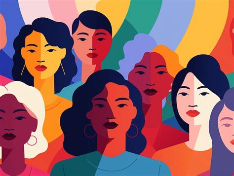 Premium Vector Female Diverse Faces Of Different Ethnicity Poster