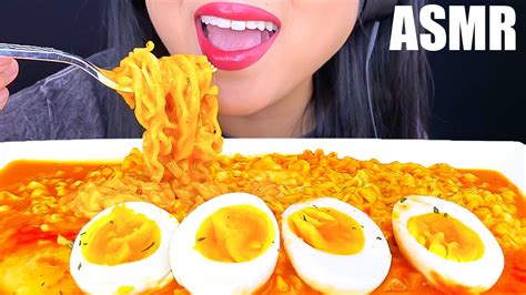 Asmr Cheesy Carbo Noodles And Soft Boil Eggs Mukbang Soft Sticky Eating Sounds Asmr Phan Youtube