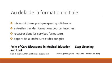 Lchographie Pour Lurgentiste Quelles Formations DR DE NIELCO