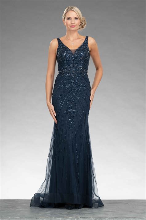 Full Length Dress With Illusion Neckline Af80584 Catherines Of Partick