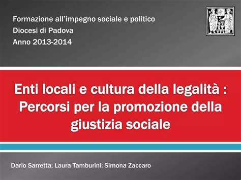 Ppt Enti Locali E Cultura Della Legalit Percorsi Per La Promozione