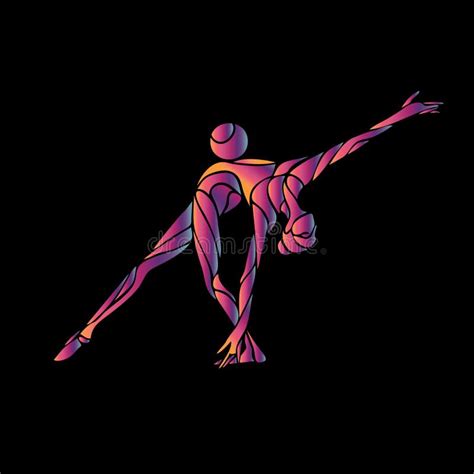 Creative Silhouette Of Gymnastic Girl Art Gymnastics With Ball Stock