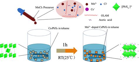 Schematic Illustration Of Rt Synthesis Of Mn²⁺ Doped Cspbx3 Ncs Through