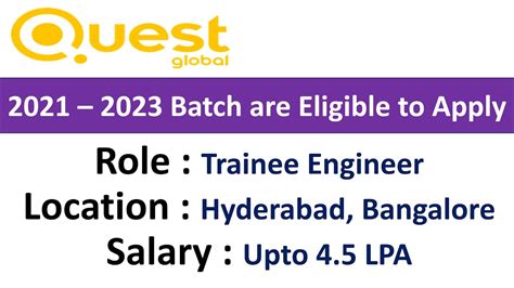 Quest Global Hiring For Trainee Engineer Role I I Batch Are