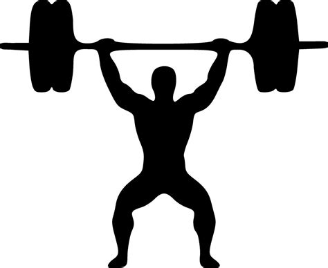 Weightlifting Silhouette Barbell Lift Black Outlines Vector