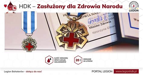 Odznaka Honorowy Dawca Krwi Zas U Ony Dla Zdrowia Narodu Legion Hdk