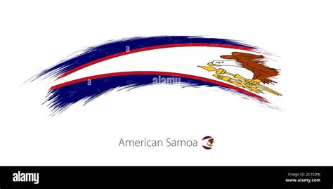 Flag Of American Samoa In Rounded Grunge Brush Stroke Vector