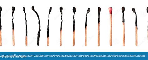 Stages Of Match Burning From Fire To Burnt Stick Cartoon Vector