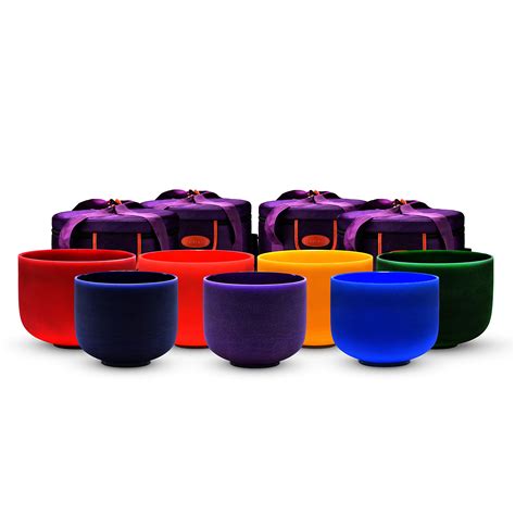 Topfund Hz Chakra Set Of Color Crystal Singing Bowls Inch