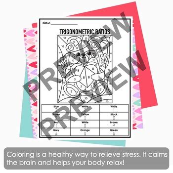 Determining Trigonometric Ratios Color By Number Valentine S Day Activity