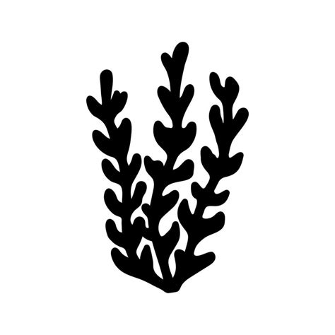 Vector single seaweed silhouette. Hand drawn doodle illustrations 40179003 Vector Art at Vecteezy