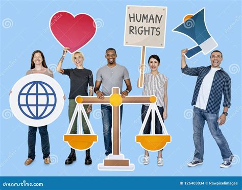 Diverse People Holding Human Rights Symbols Stock Photo - Image of concept, placard: 126403034