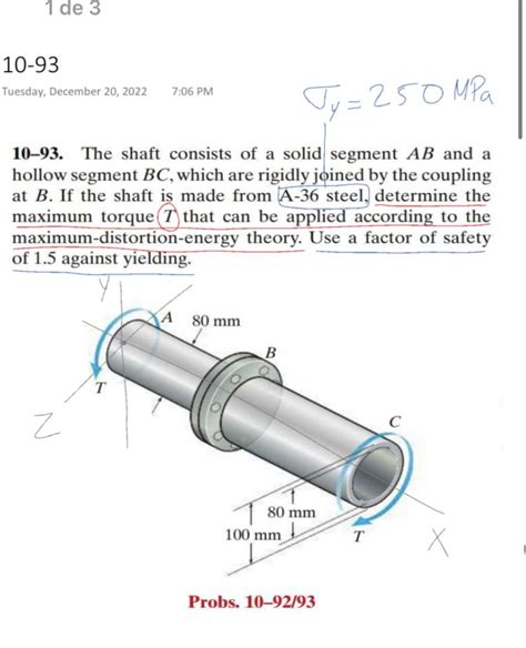 Solved The Shaft Consists Of A Solid Segment Ab And A Chegg