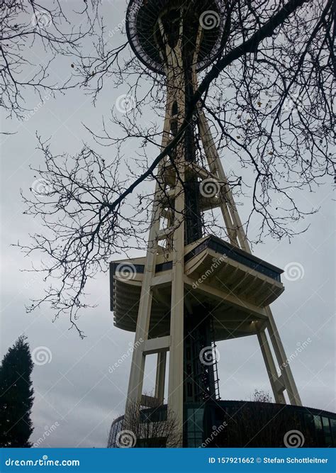 The Seattle Tower at a Rainy Day Editorial Photography - Image of